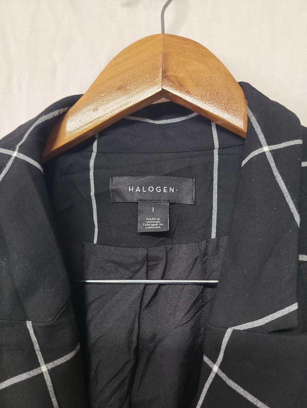 Halogen Black Windowpane Single-Button Blazer - Picture 5 of 10